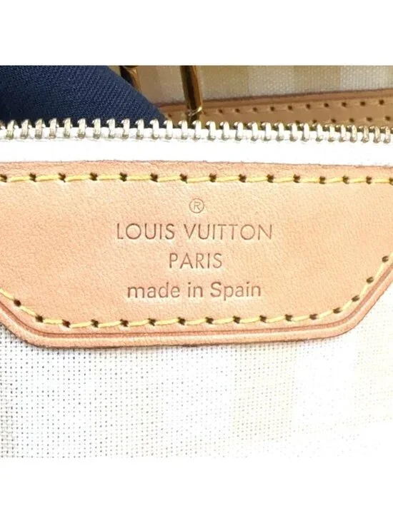 Louis Vuitton Neverfull MM Monogram Leather Brown White Tote Gold - Picture 4 of 15